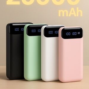Portable Power Bank Set - Black, Green, White, Pink 20000 mah